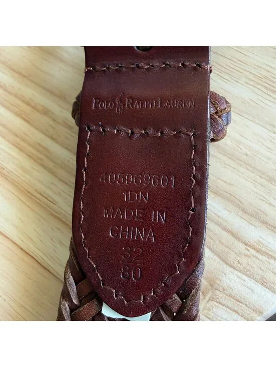Polo Ralph Lauren Womens Braided Leather Belt With Brass Buckle Size 32 - Picture 4 of 16